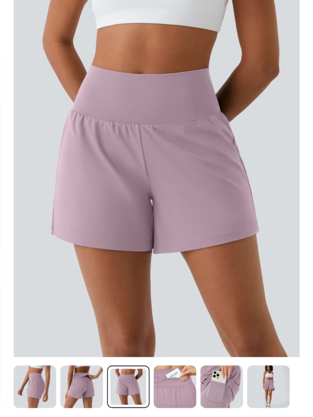 HALARA High-Waist Mauve Performance Shorts